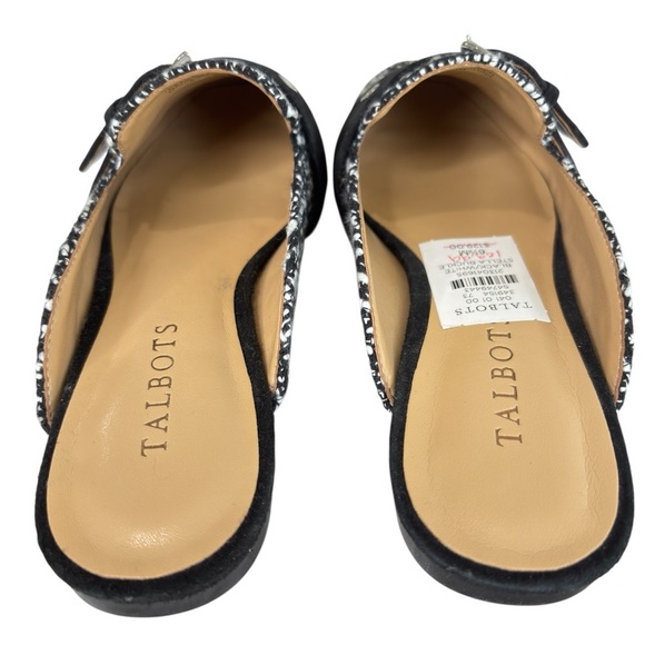 Talbots Stella Tweed Mules Womens Shoe Size 6.5 Classic Preppy Black White NEW - Picture 7 of 10